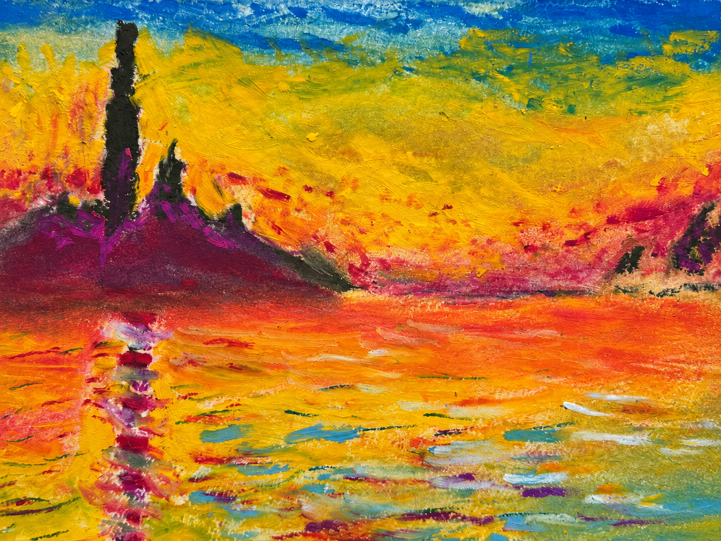 Warm wind over a sunset landscape