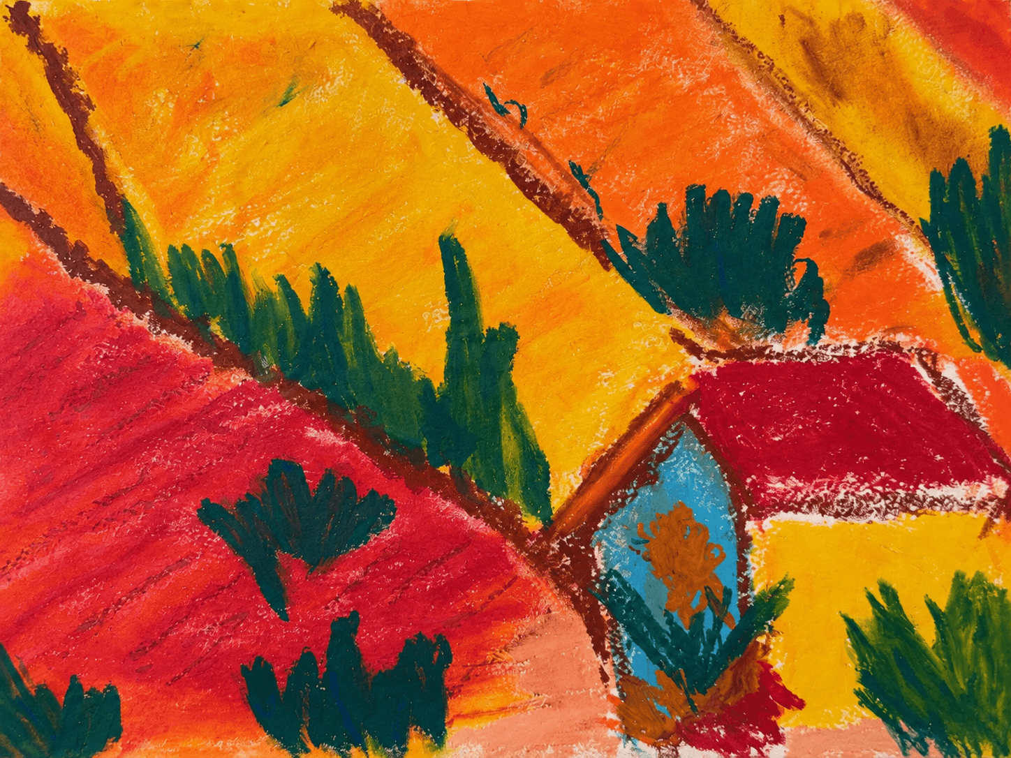 Red mountain abstract landscape