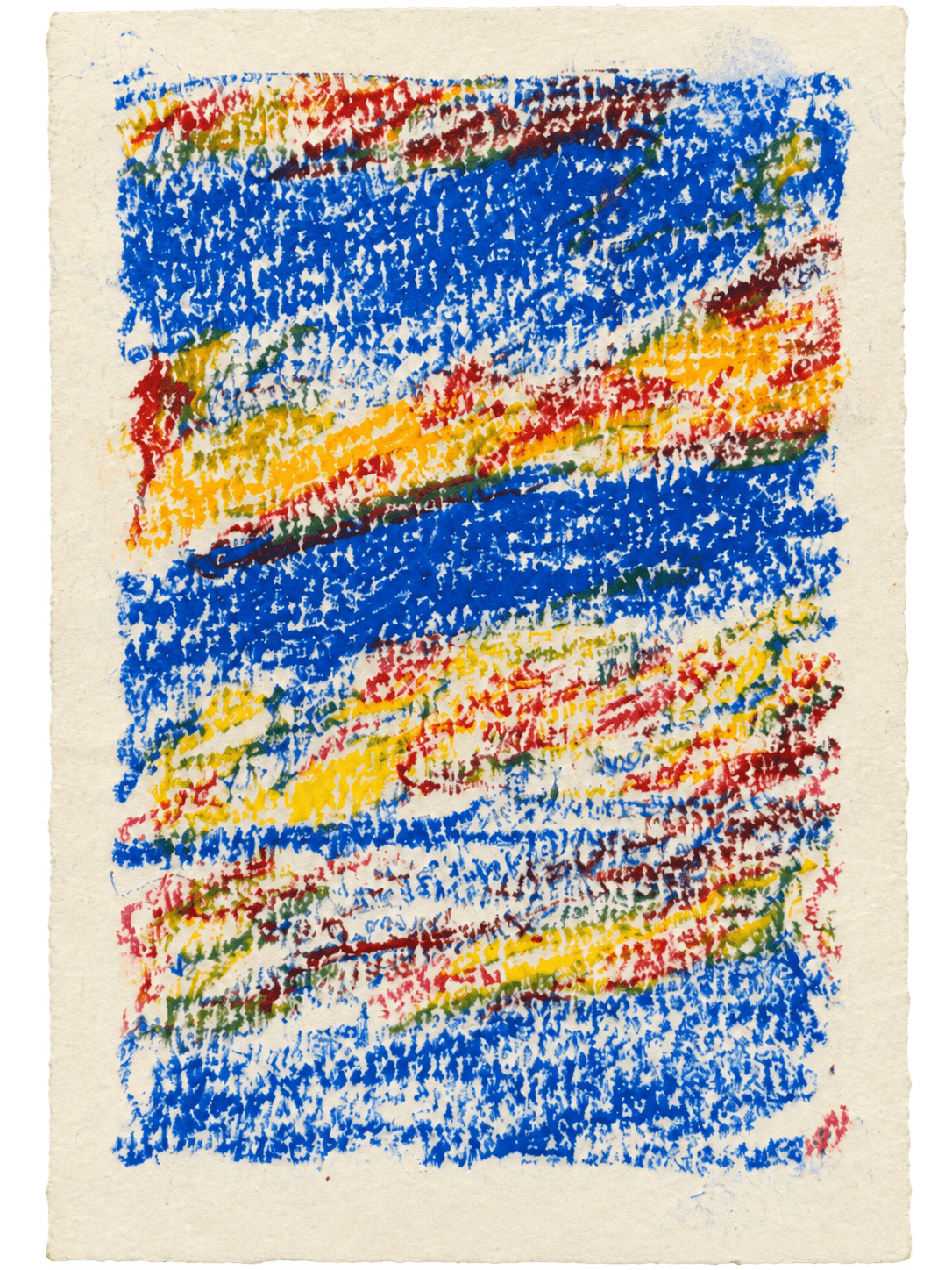 Layered blue, yellow, and red abstract study