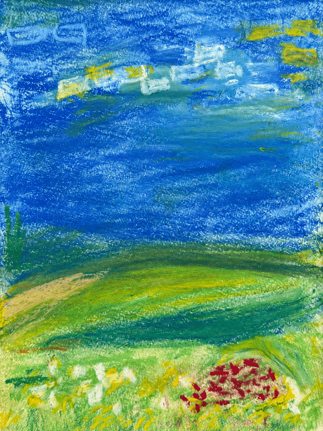 Sea breeze over green shore
