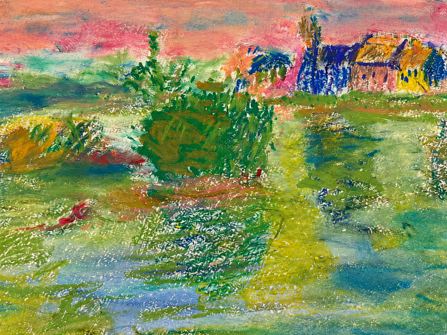 Green countryside with village