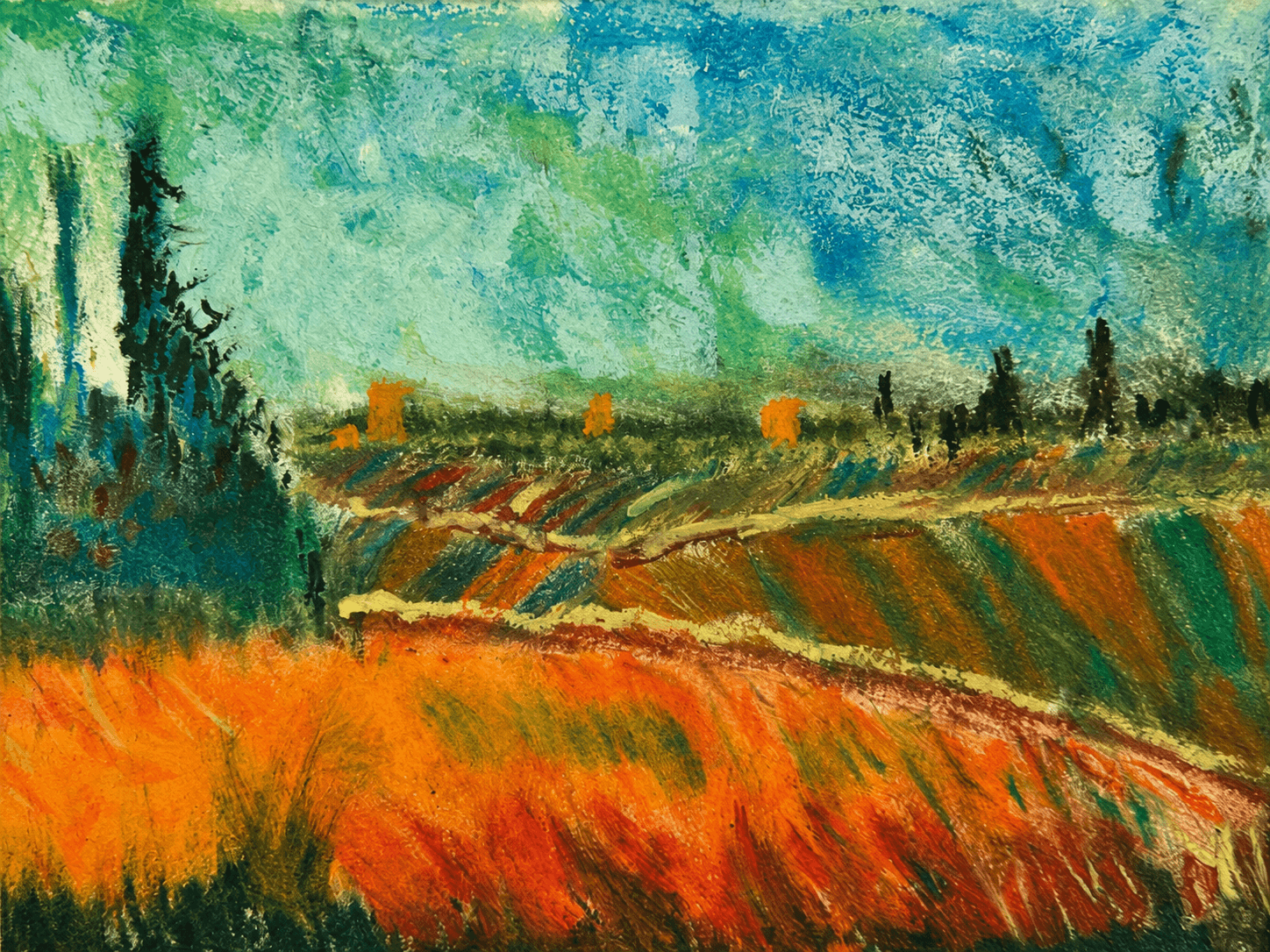 Orange field landscape