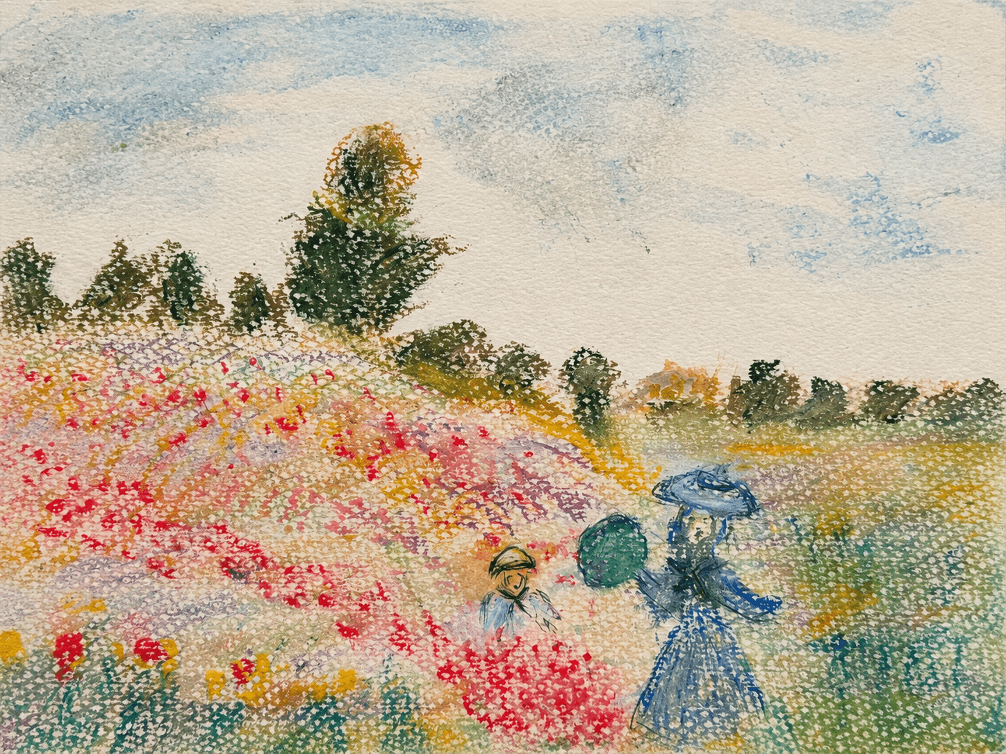 Pastoral field with figures