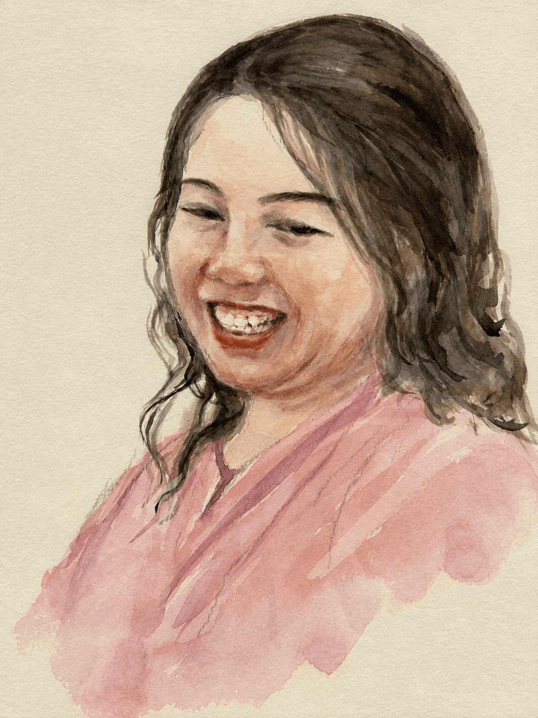 Smiling woman in pink