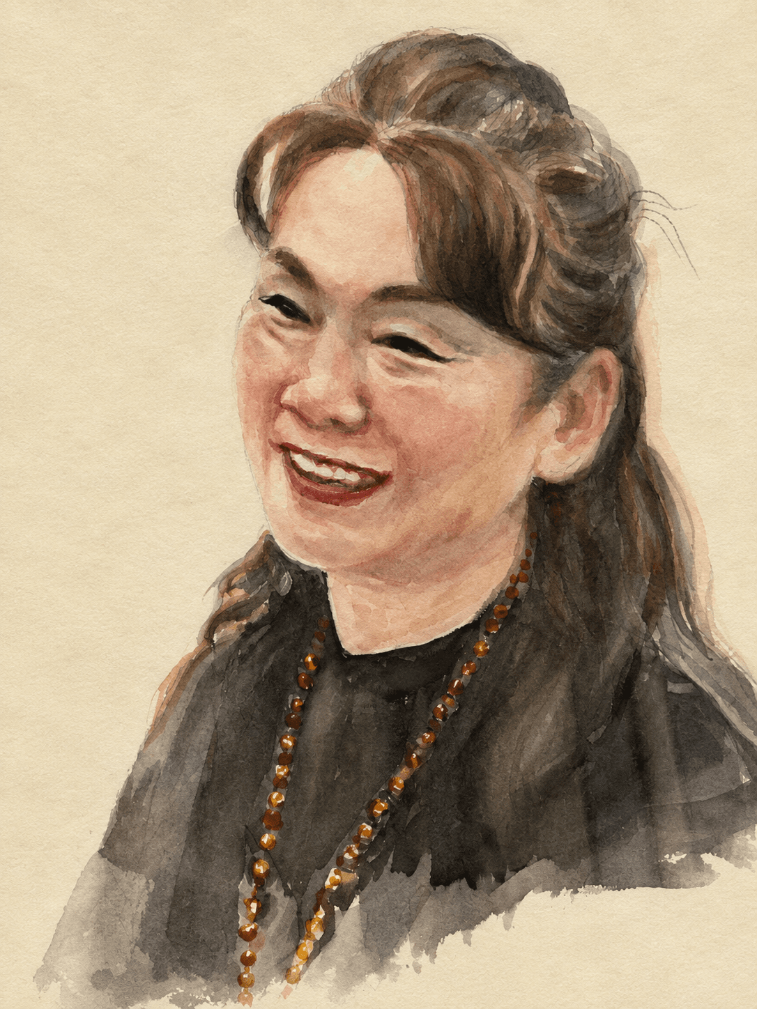 Smiling woman with necklace
